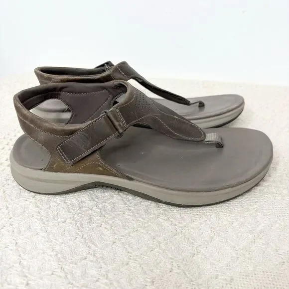 Merrell Brown Leather Brindle Sandals Thong Slingback - Picture 3 of 10